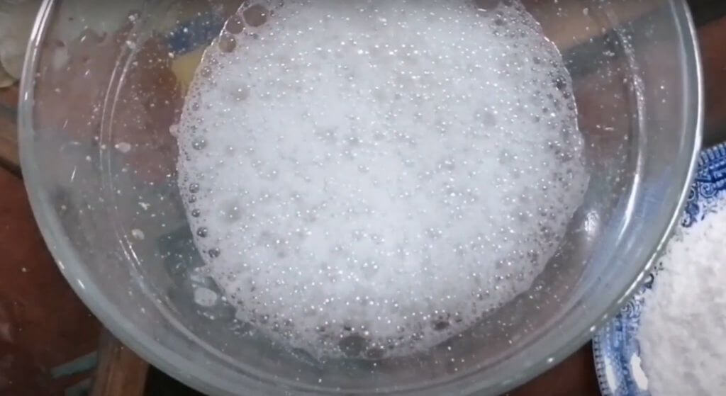 mixture of detergent and water